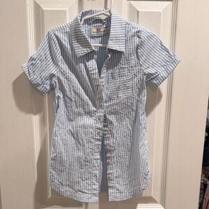 Vineyard Vines Toddler Girl Light Blue & White Striped Button-Down Swim Coverup